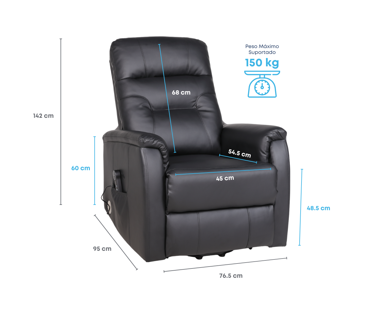 Aluguel de Poltrona motorizada TheraLift Slim com reclínio