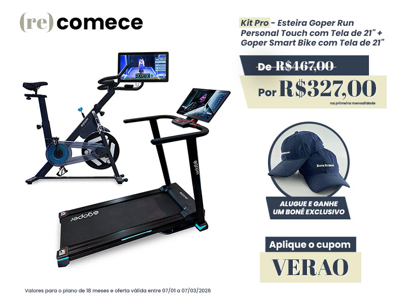Kit Pro - Esteira Goper Run Personal Touch com Tela de 21" + Goper Smart Bike com Tela de 21"