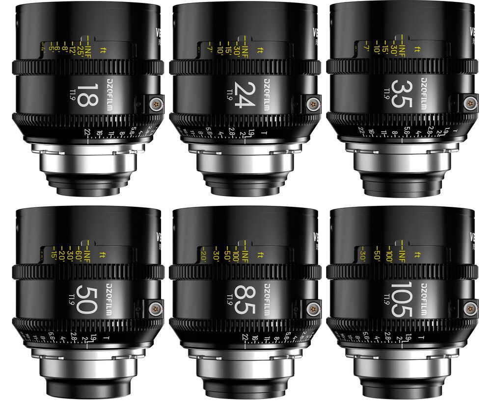 Kit 6 Lentes DZOFilm Vespid2 T1.9 Prime 18, 24, 35, 50, 85 e 105mm (PL-Mount)