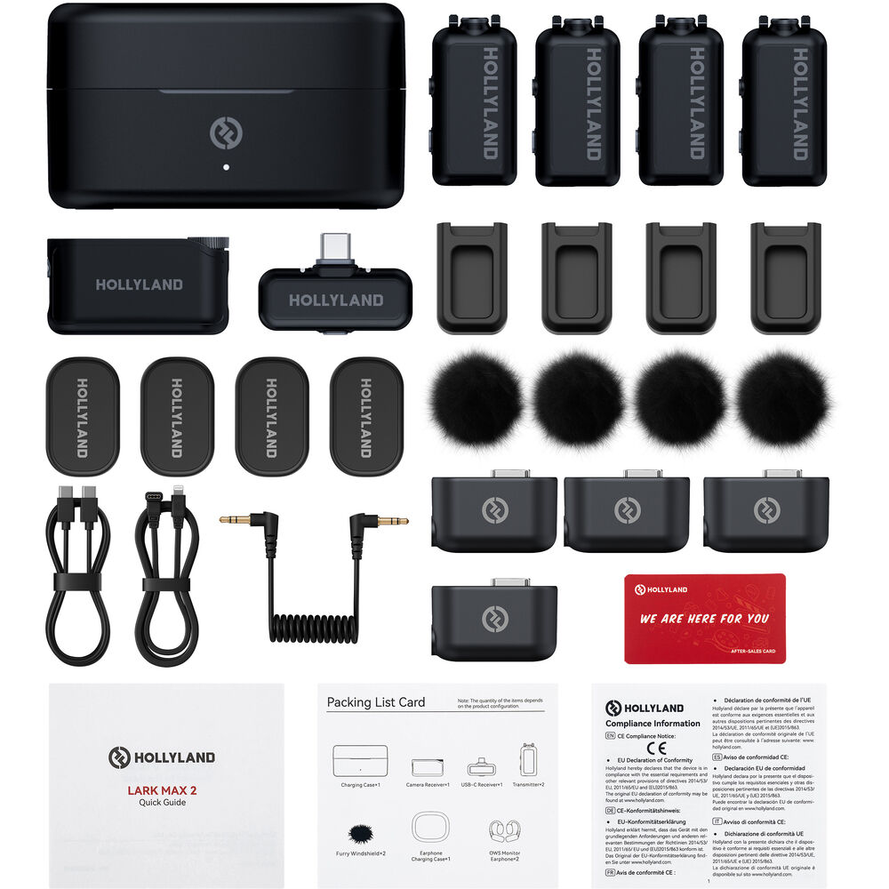 Hollyland LARK MAX 2 (4RX) Sistema de Microfones sem Fio Quádruplo