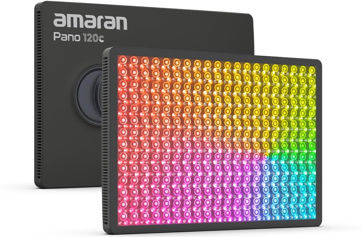 Painel de LED Amaran Pano 120c RGBWW com Fonte, Softbox e Grid 01