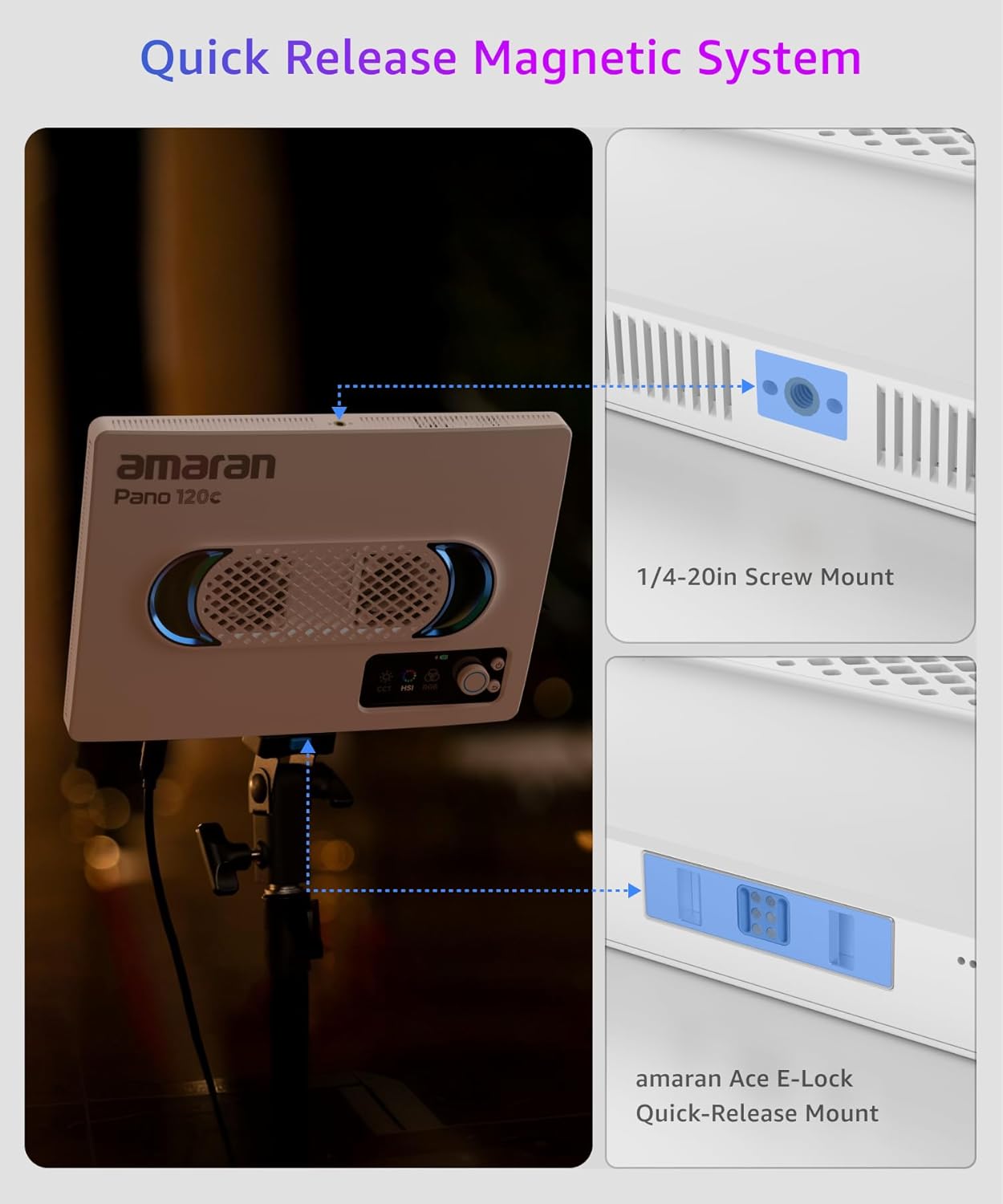 Painel de LED Amaran Pano 120c RGBWW com Fonte, Softbox e Grid 17