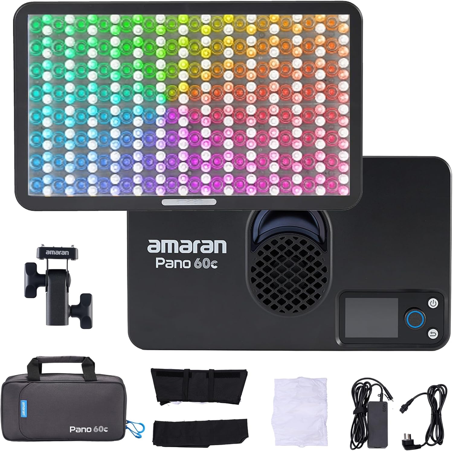 Painel de LED Amaran Pano 60c RGBWW com Fonte, Softbox e Grid 04