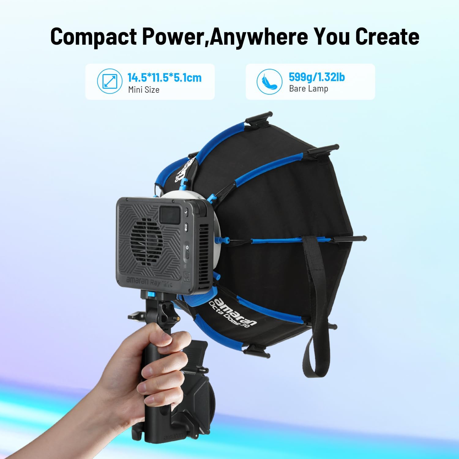 Kit LED Amaran Ray 120c RGB com Softbox e Tripé 15