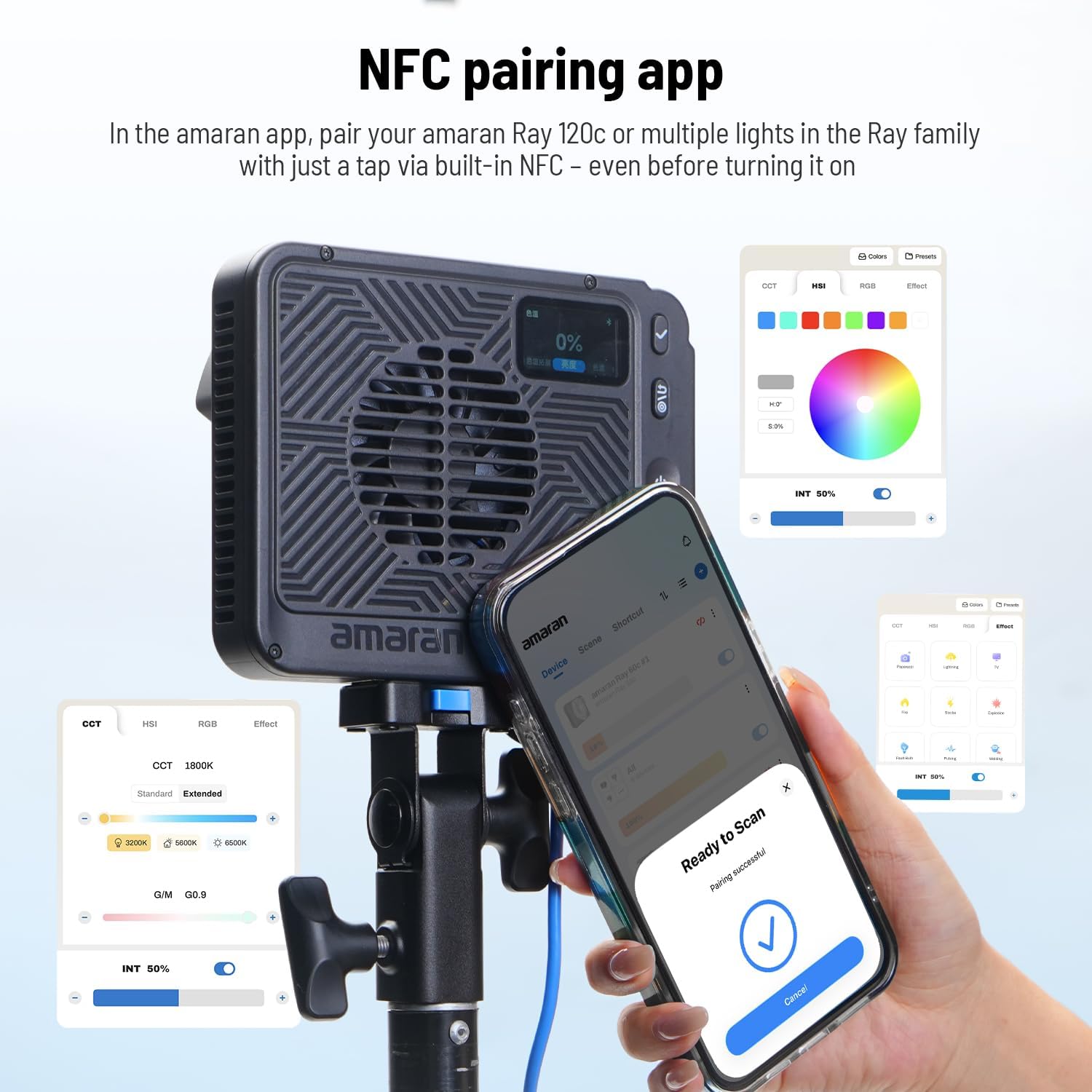 Kit LED Amaran Ray 120c RGB com Softbox e Tripé 18