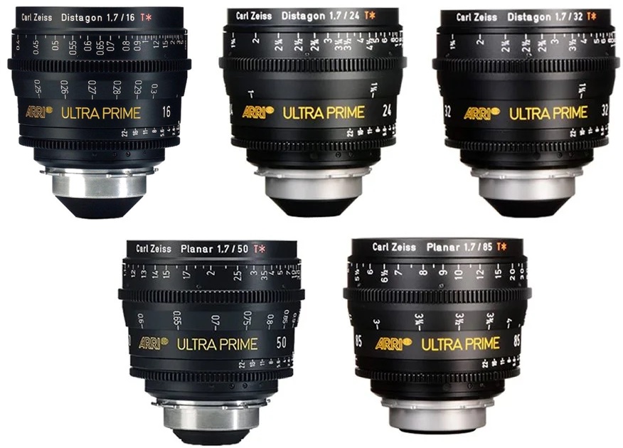 Kit 5 Lentes ARRI Zeiss Ultra Prime 16, 24, 32, 50, 85mm T1.9 S35 (PL-Mount) Lens Set 01