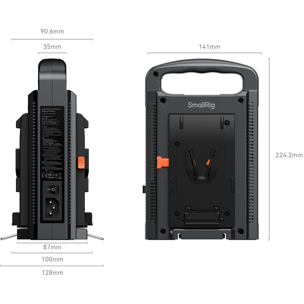 Carregador SmallRig V-Mount Dual Channel Bivolt Automático 04