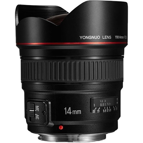 Lente Yongnuo YN 14mm f/2.8 para Canon EF (s/n: 18001303)