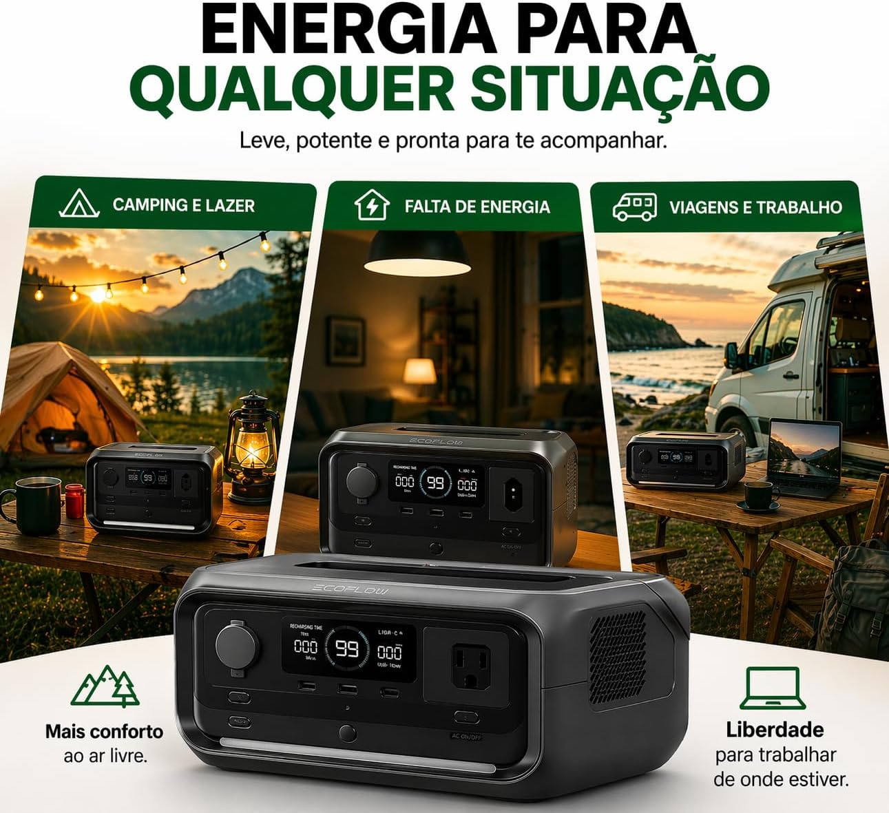 Estação de Energia Portátil EcoFlow River 3 Plus 286Wh (Saída 127V) 04