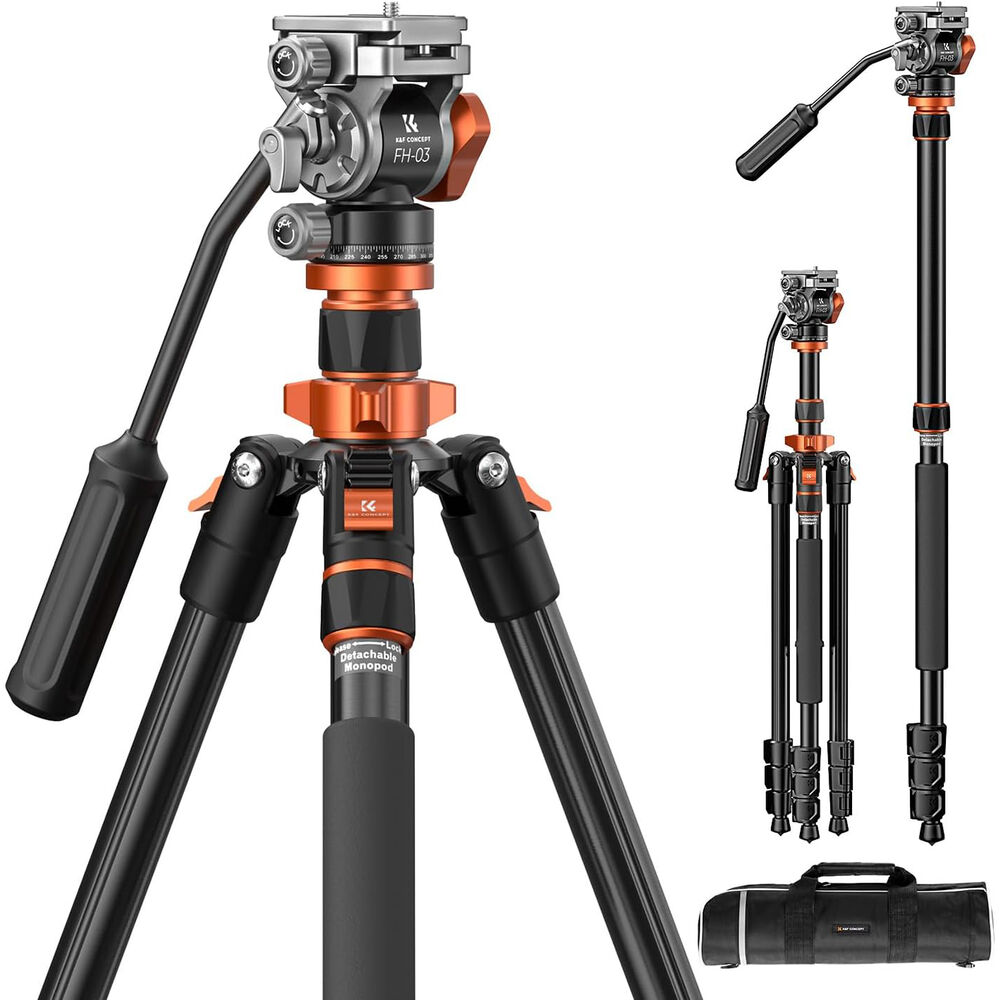 Tripé K&F Concept K234A7 com Cabeça Fluida de Vídeo FH-03 03