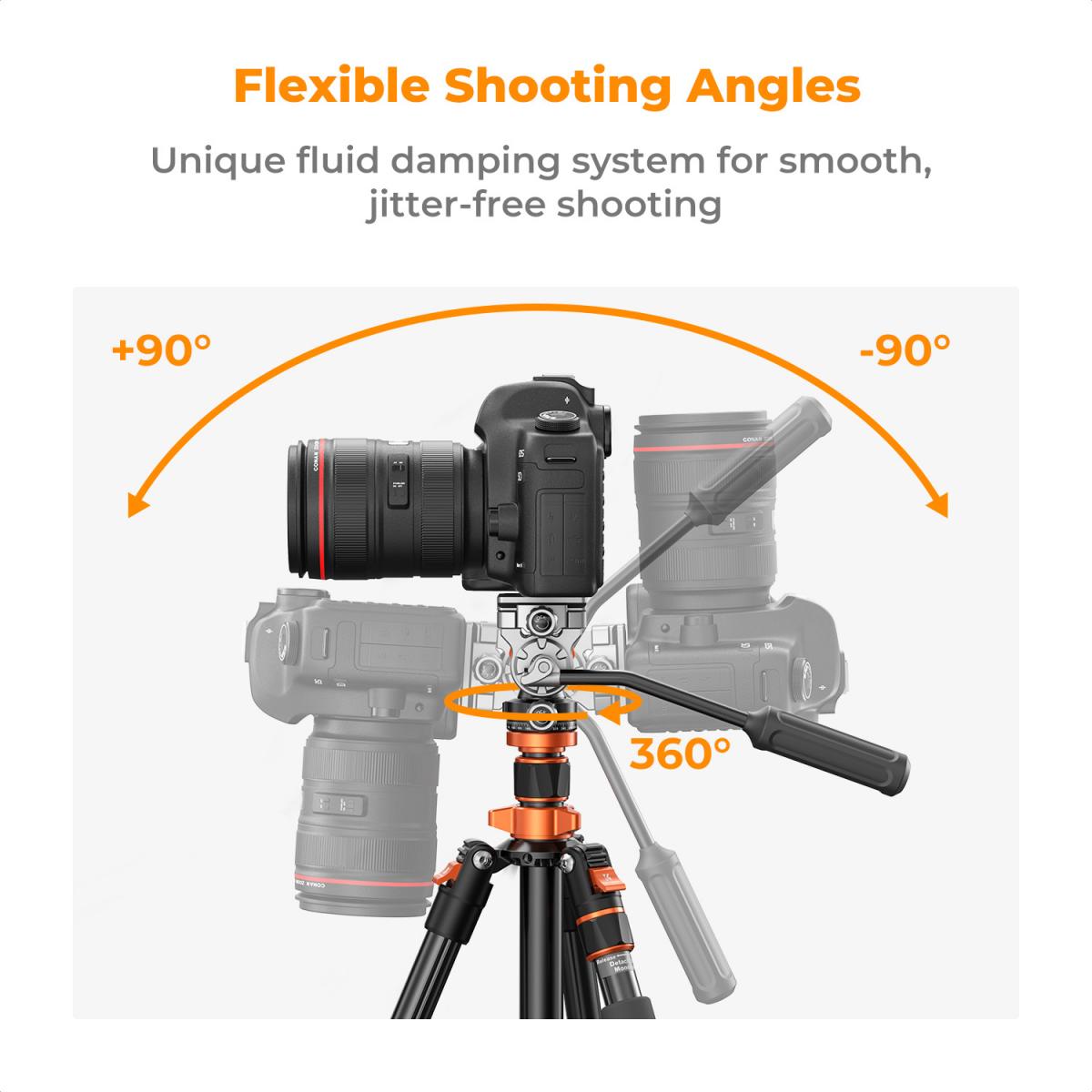 Tripé K&F Concept K234A7 com Cabeça Fluida de Vídeo FH-03 04