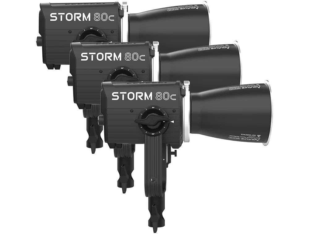 Kit 3x LED Aputure STORM 80c BLAIR-CG com Acessórios 04