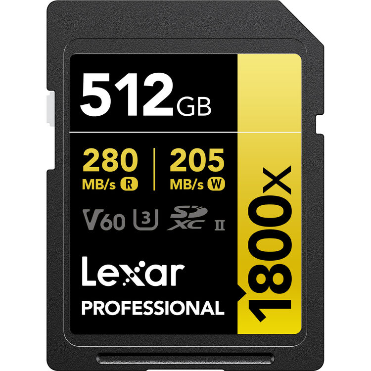 Cartão de Memória SDXC UHS-II Lexar 512GB 280-205MB/s V60 Série GOLD 01