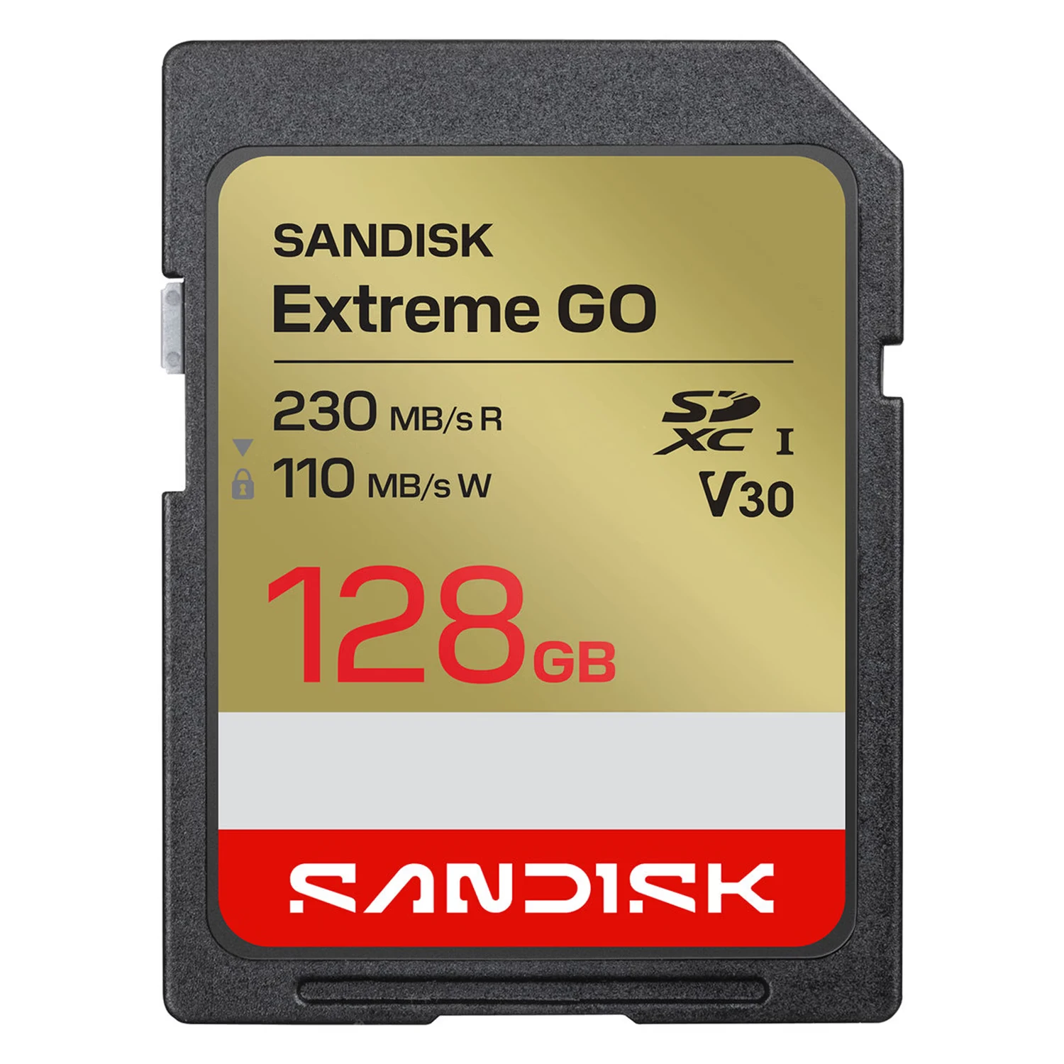Cartão de Memória SDXC SanDisk Extreme GO 128GB 110-230MB/s V30 01