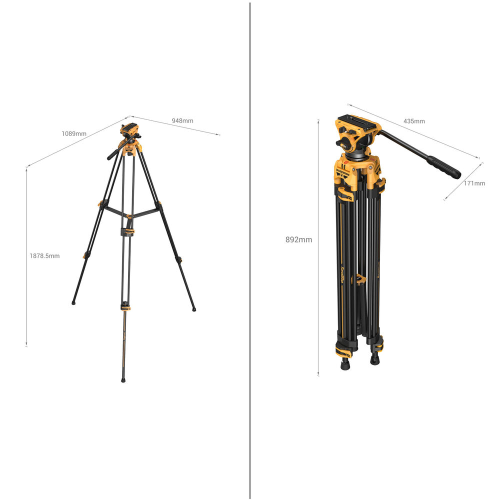 Tripé SmallRig AD-01 com Cabeça Fluida de Vídeo (Bumblebee Edition) 08
