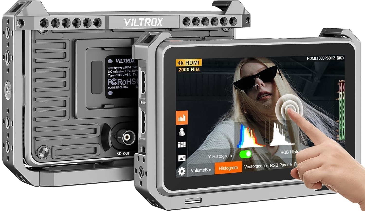 Viltrox DC-X3 Monitor 6" Touchscreen 2000 Nits HDMI/SDI com Cage 01