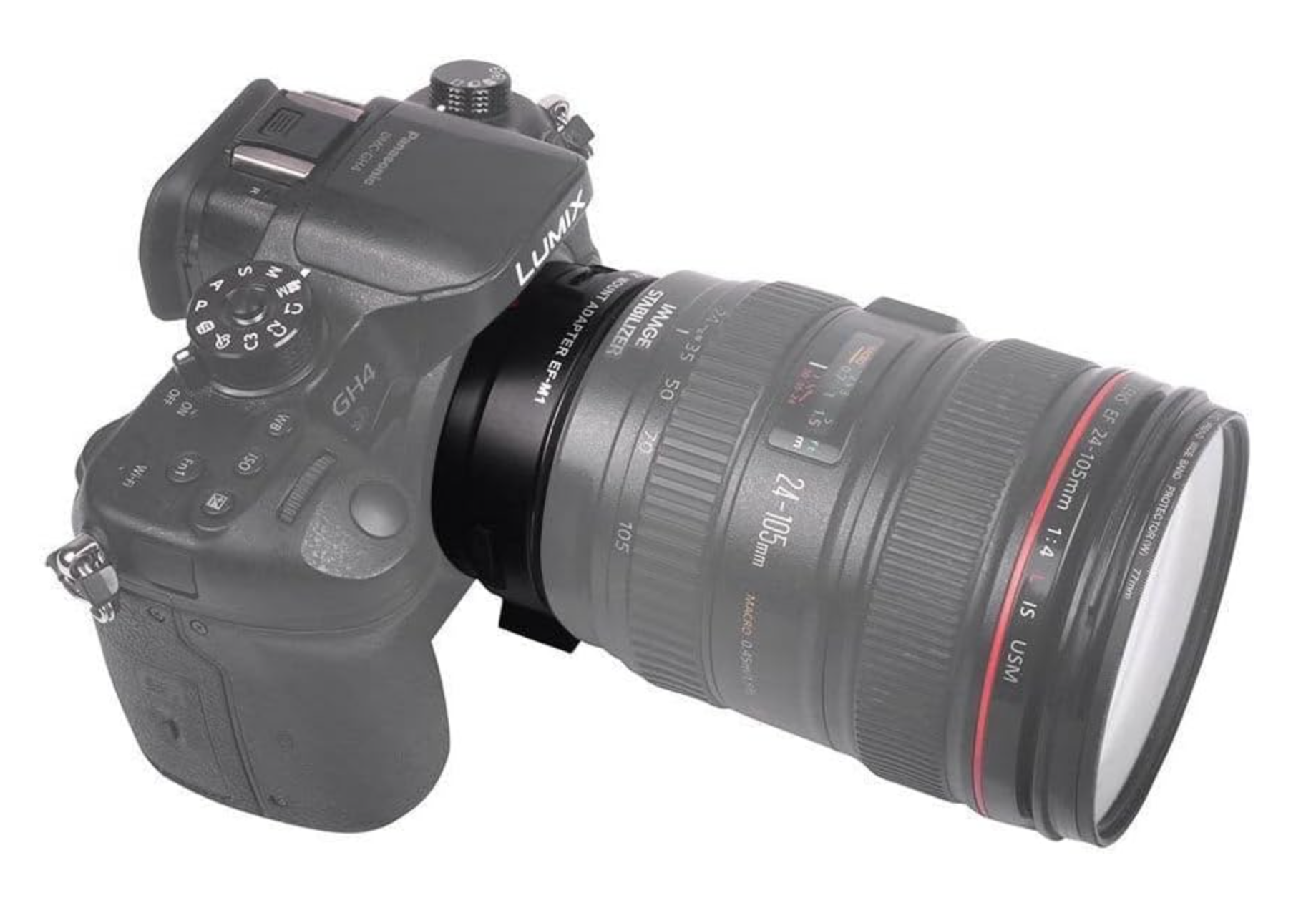 Adaptador de lente EF-M1 para lente Canon EOS EF/EF-S para câmera M4/3 MFT Olympus Panasonic GH4 GH5 GF6 GX7 E-M5 E-M10II E-PL5