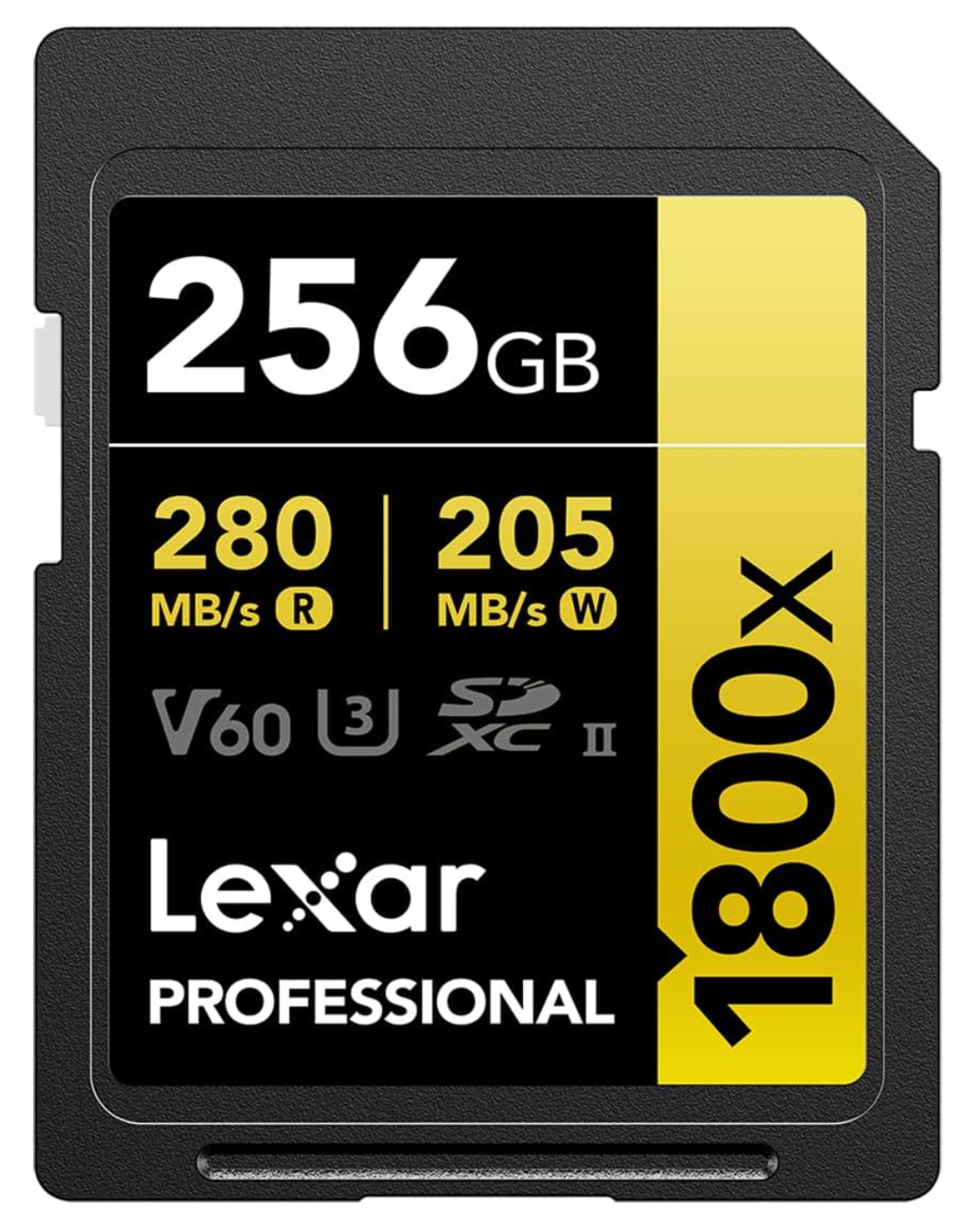 Cartão de memória Lexar de 256 GB profissional 1800x UHS-II U3 SDXC
