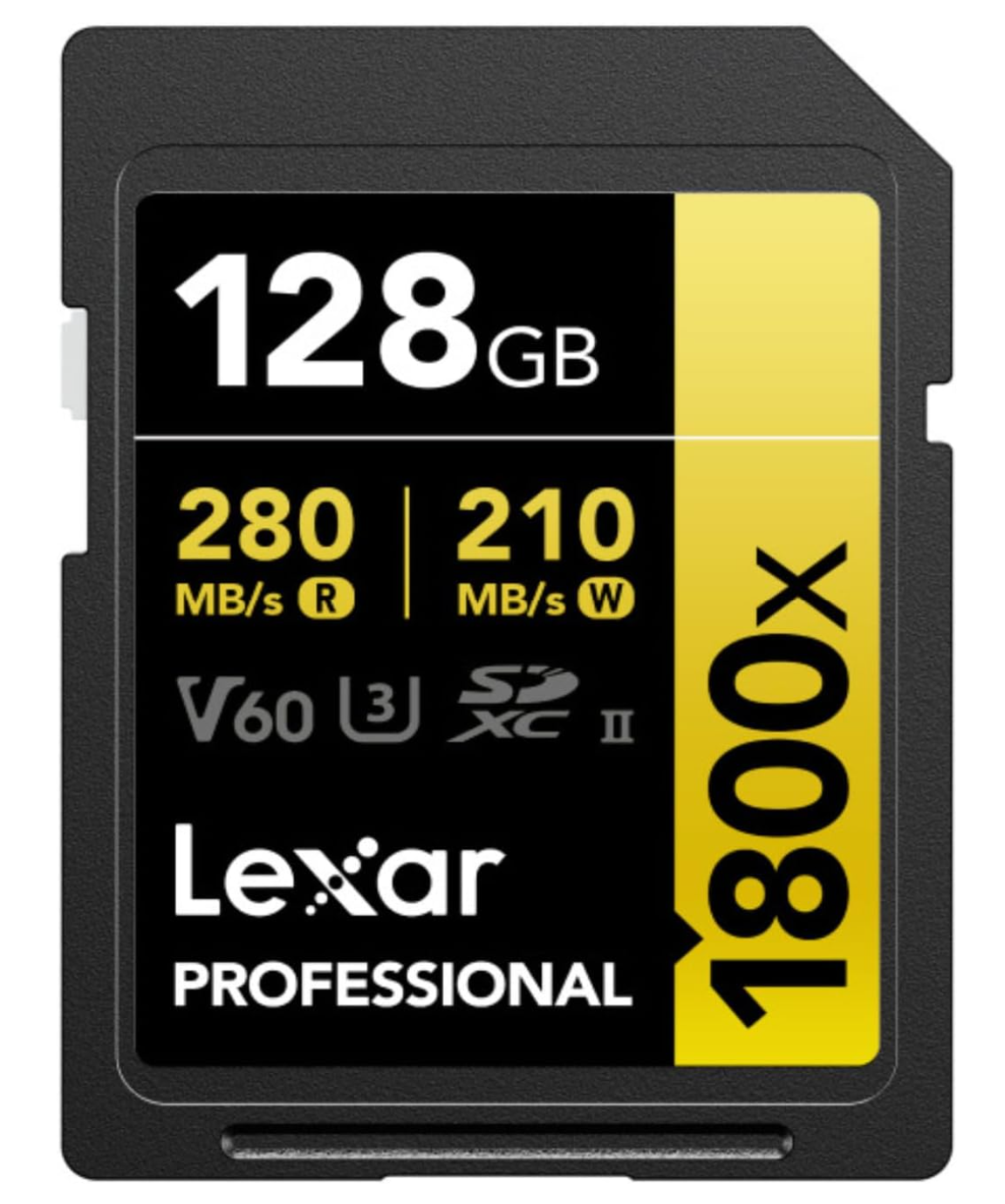 Cartão de memória Lexar de 128 GB profissional 1800x UHS-II SDXC