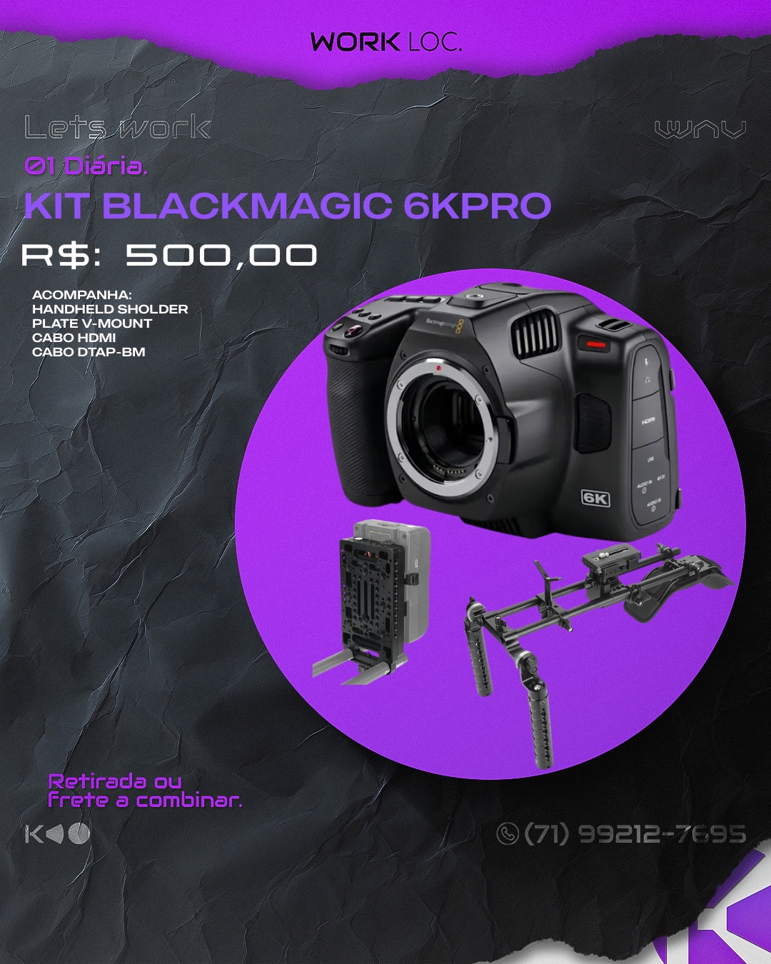 KIT BLACKMAGIC 6KPRO C/ SHOULDER & PLATE V-MOUNT