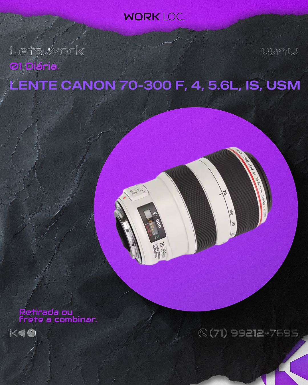 LENTE CANON 70-300 F, 4, 5.6L, IS, USM