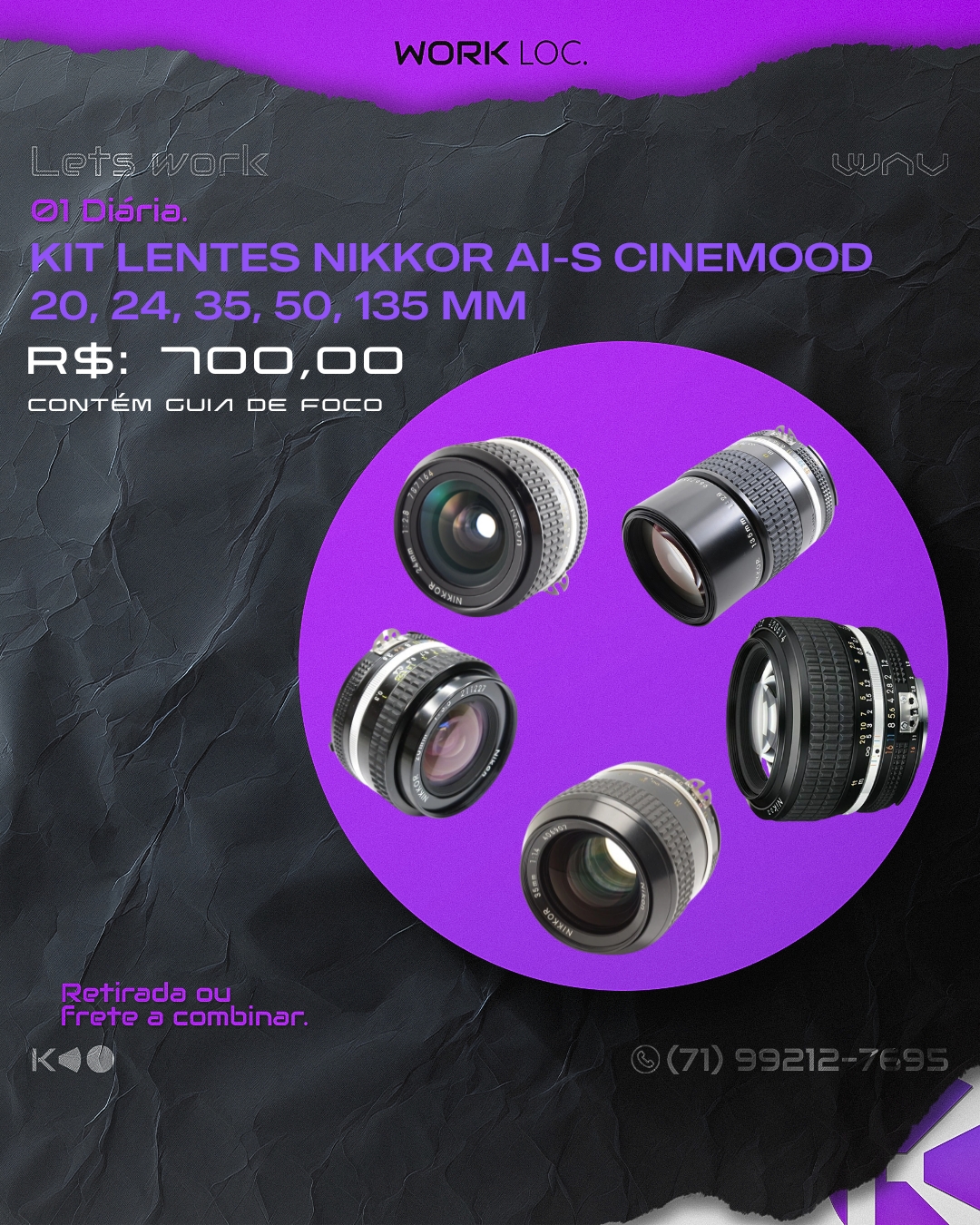 KIT DE LENTES NIKKOR CINEMOD AI-S 20,24,35,50,135 MM