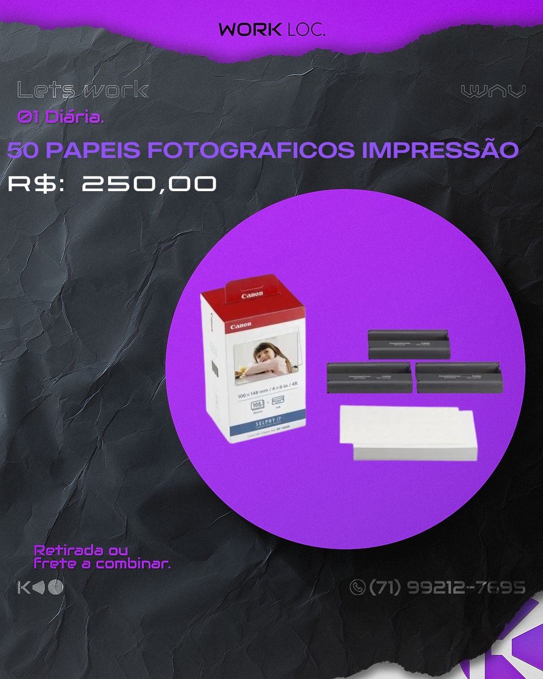 50 PAPEIS FOTOGRÁFICOS  & TINTA P/ IMPRESSÃO 10X15