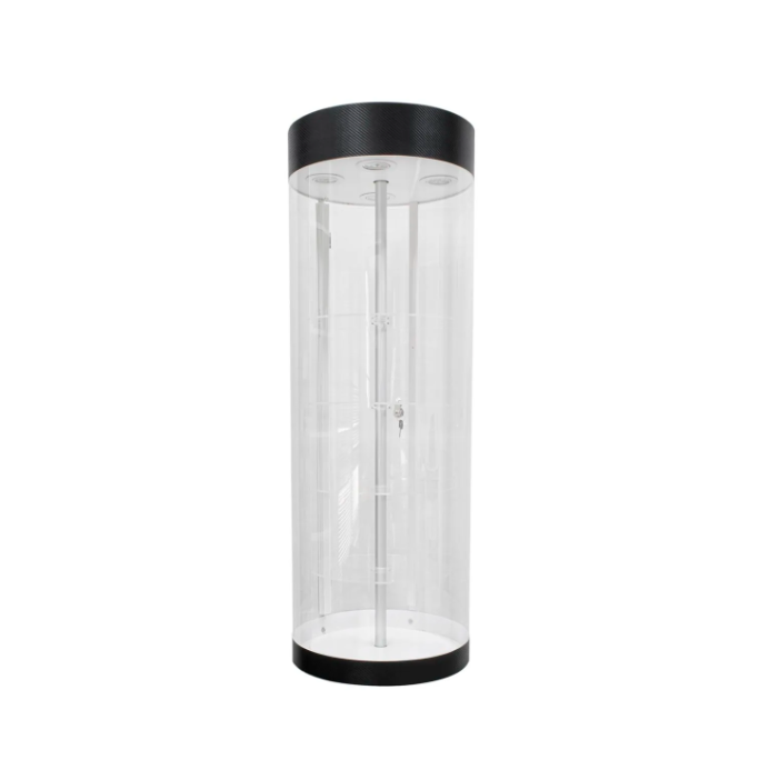 Expositor Giratório com Iluminação LED (105 cm) – Acrílico Cilíndrico