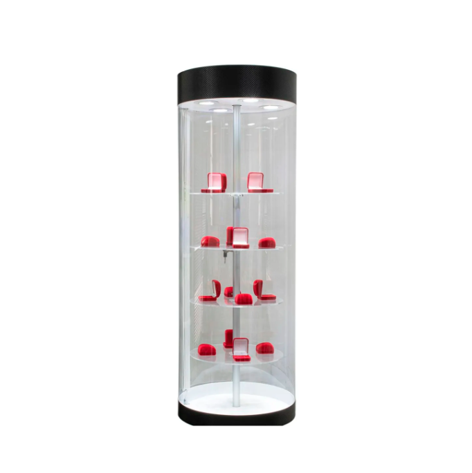 Expositor Giratório com Iluminação LED (105 cm) – Acrílico Cilíndrico