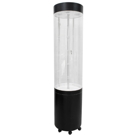 Expositor Giratório com Iluminação LED (170 cm) – Acrílico Cilíndrico
