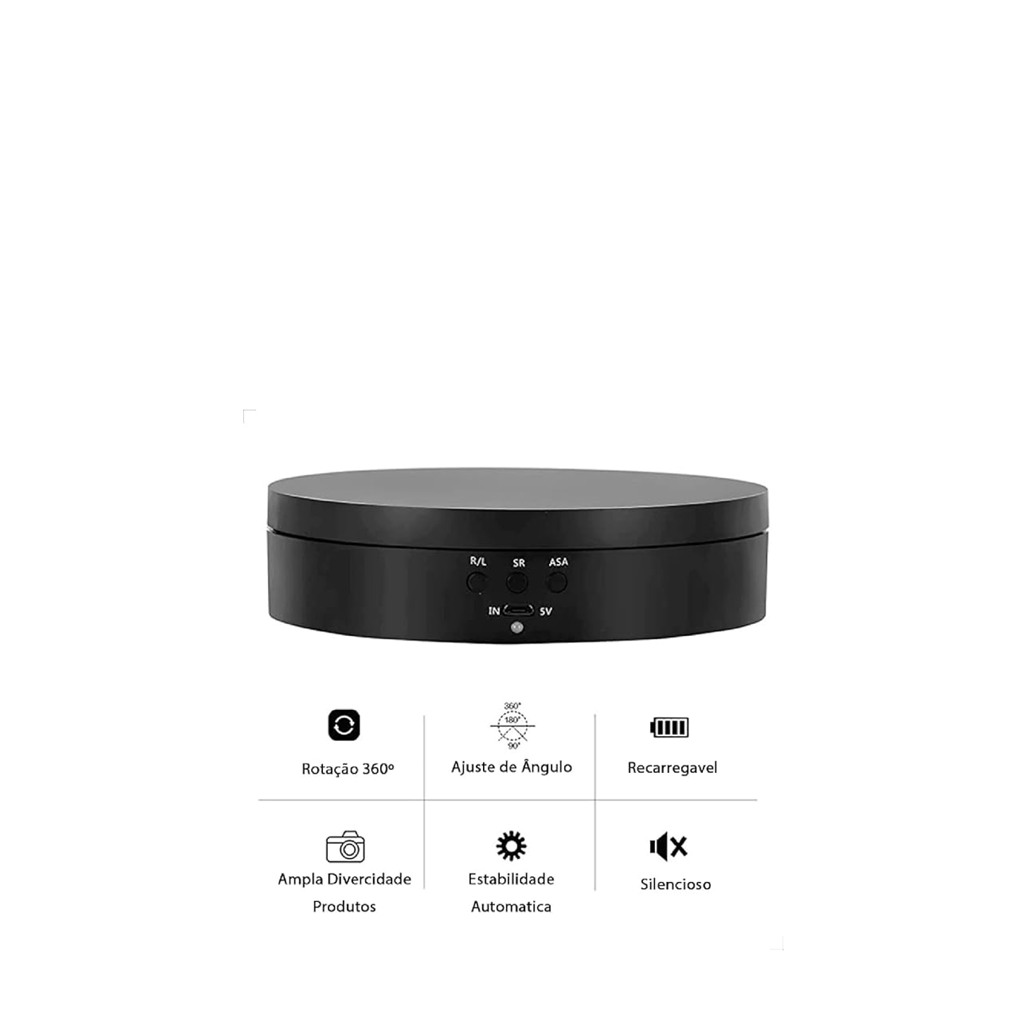 Expositor Giratório PRETO Elétrico INMA – USB/Pilha para Eventos