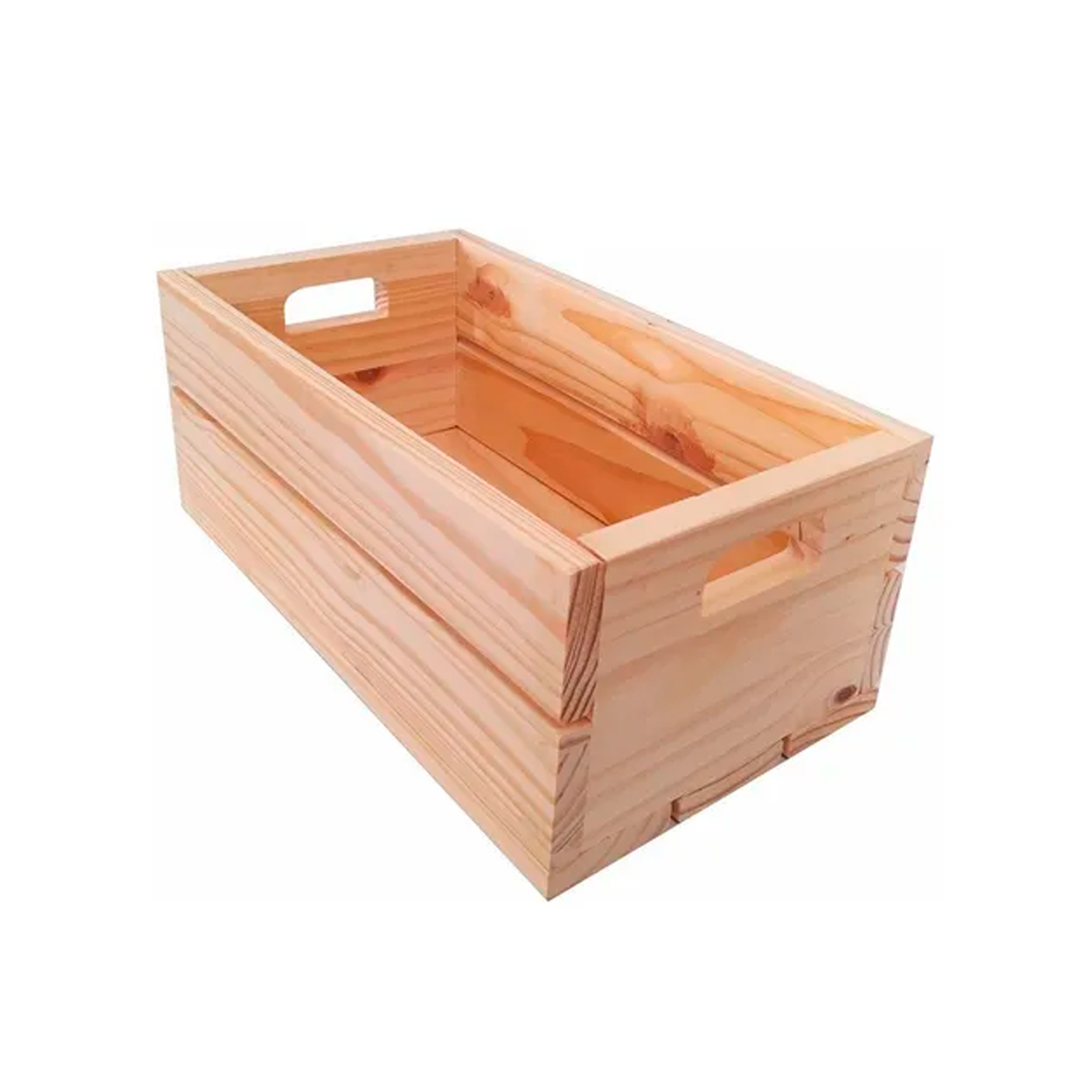 Caixote de Feira Decorativo em Madeira Pinus 40cm – Cor Natural