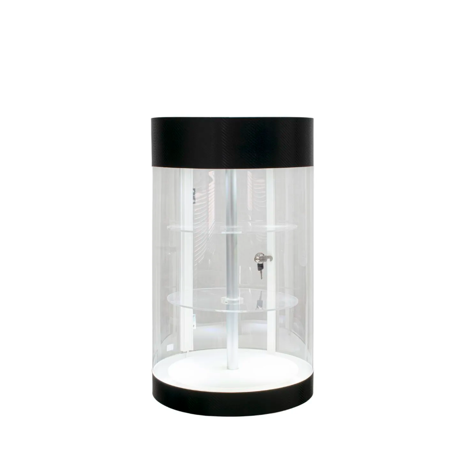 Expositor Giratório com Iluminação LED (64 cm) – Acrílico Cilíndrico