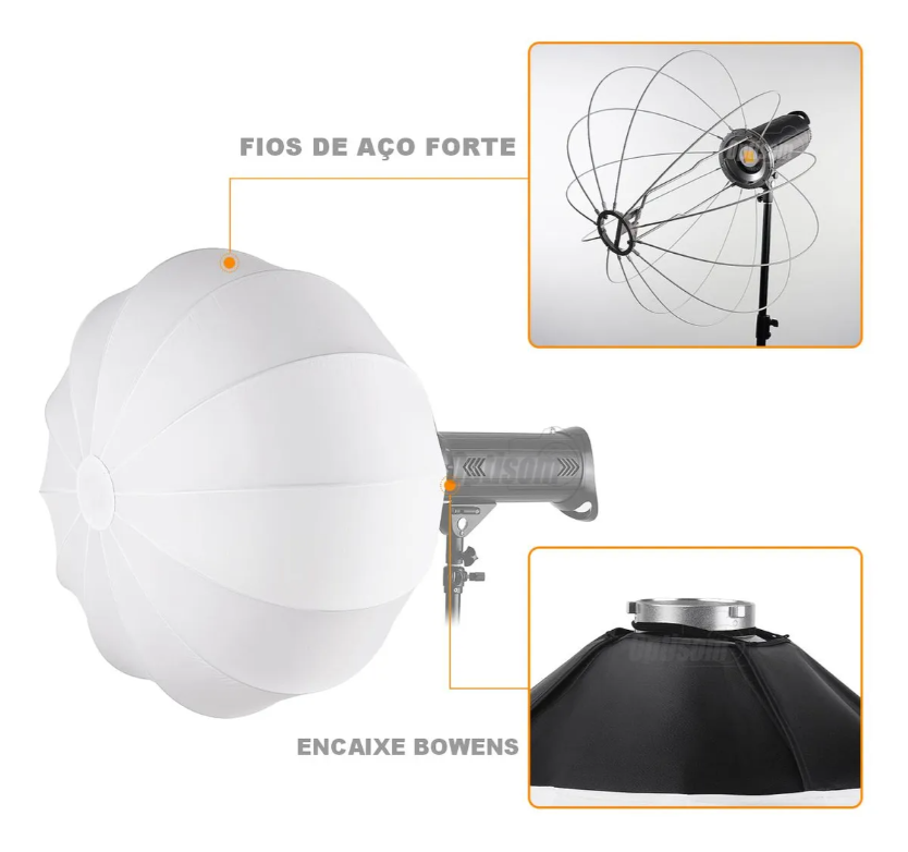 Softbox Lanterna Globo Godox 85cm Cs-85d Bowens Dobrável + Tripé Greika