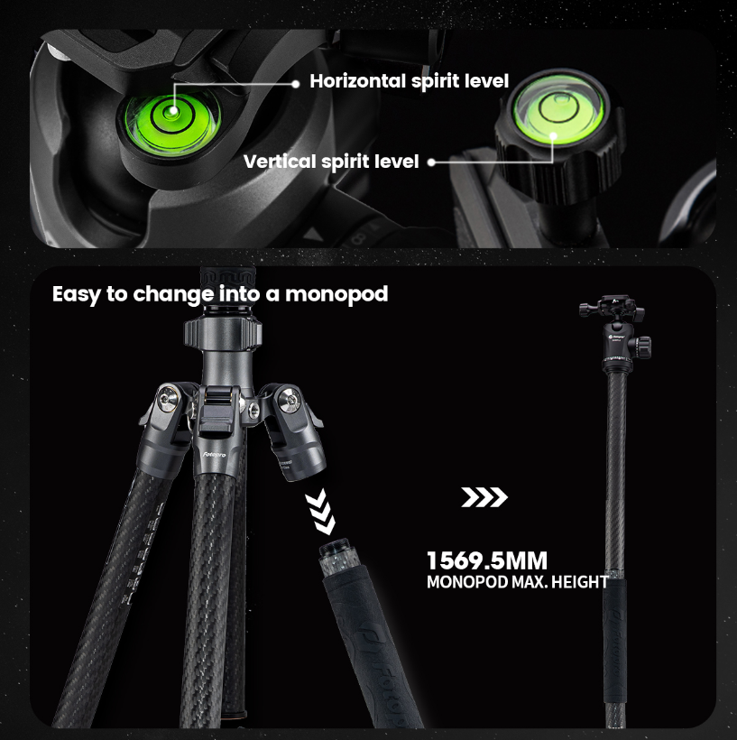 Tripé Fotopro Sherpa de Fibra de Carbono