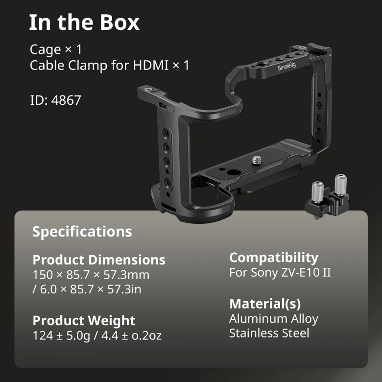 Kit De Gaiola Smallrig para Sony Zv-e10 II + Top Handle Punho Superior