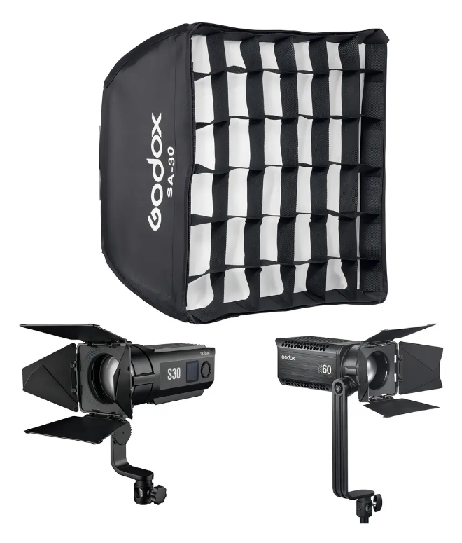 Softbox Com Grid 30x30 Cm Godox Para Iluminador Fresnel S30