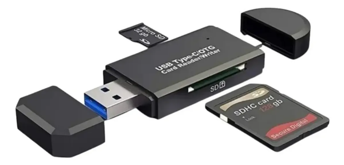 Leitor De Cartão 3 Em 1 Card Reader Usb 3.0 Type C Micro Usb