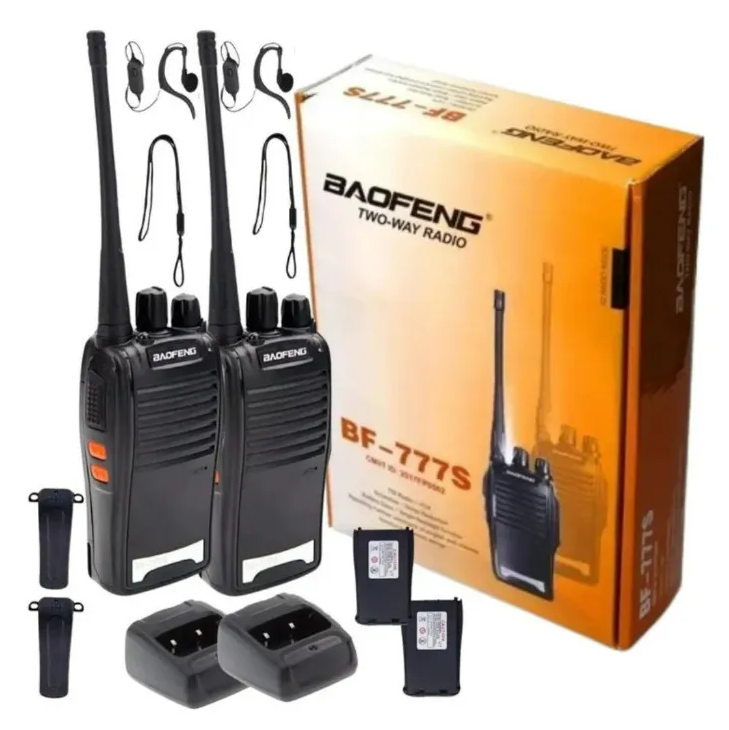 Kit 2 Rádios Comunicadores Baofeng Bf-777s Alta Performance Walkie Talkie Profissional Esportivo Sem Fio Original Alta Segurança Comunicação Show Eventos