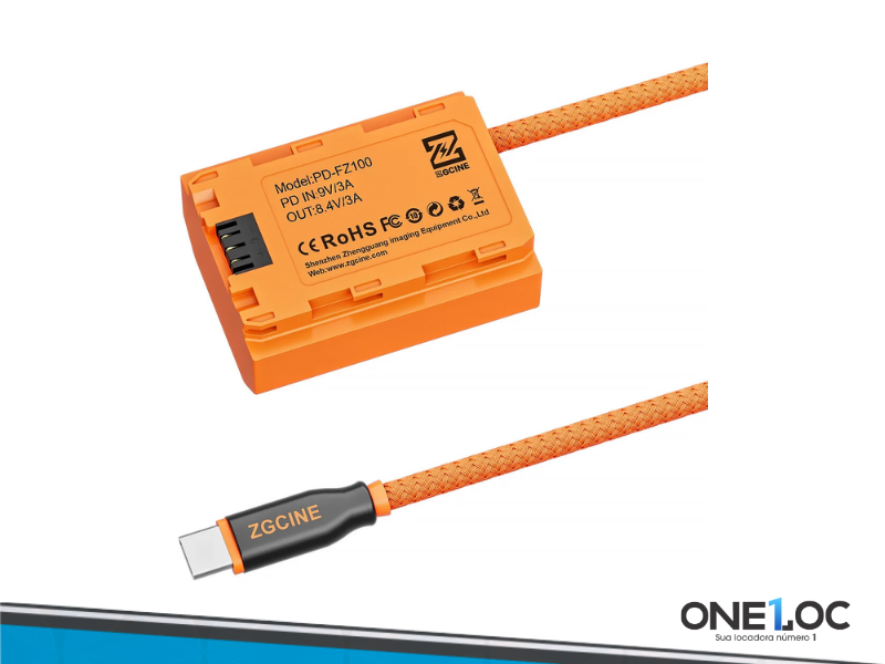 Cabo USB-C com Dummy Battery Sony NP-FZ100 ZGCINE