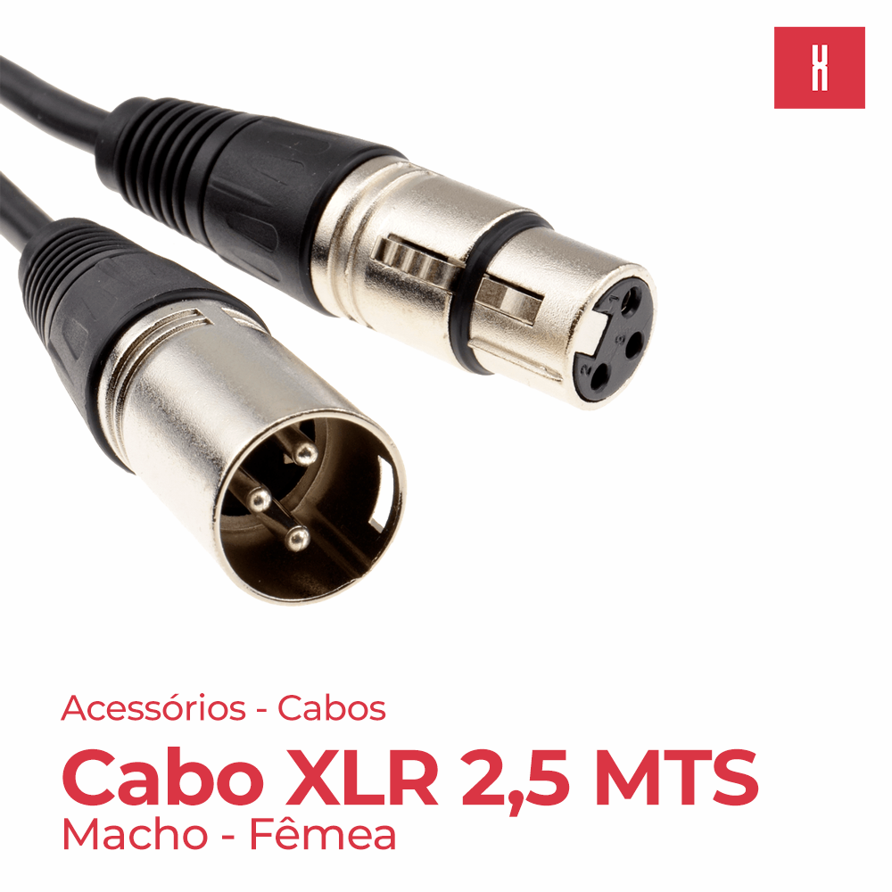 CABO XLR MACHO - XLR FEMEA 2,5 MTS