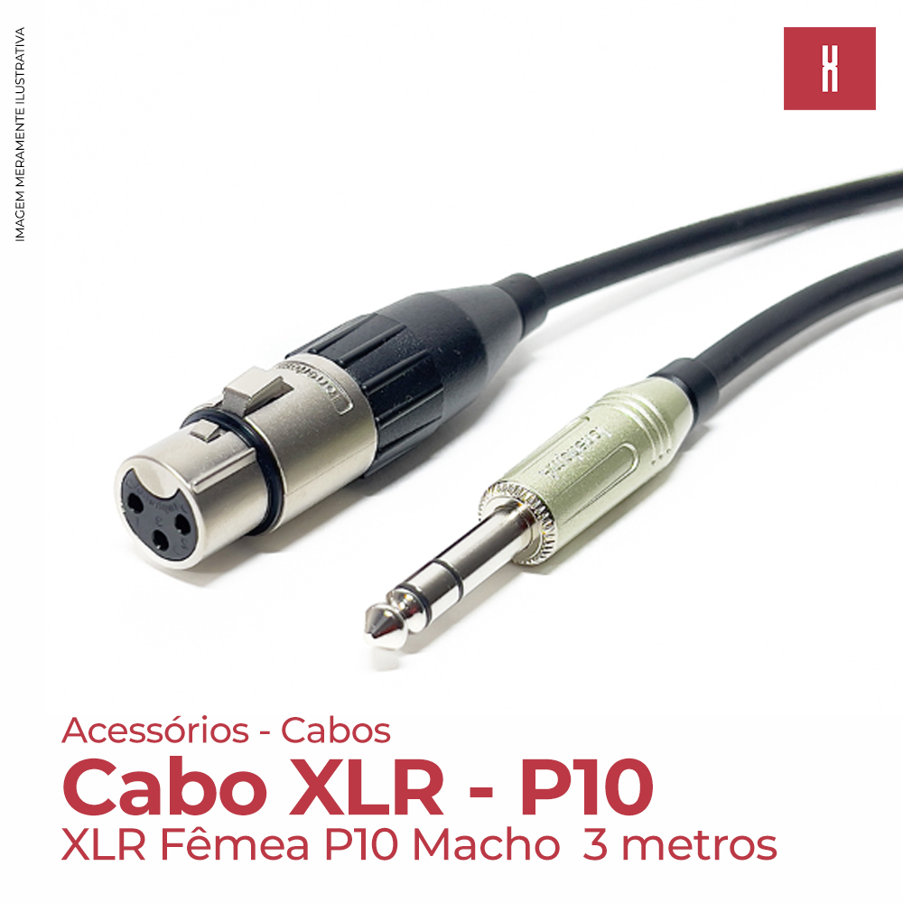 CABO XLR FEMEA - P10 MACHO C/ 3 MTS