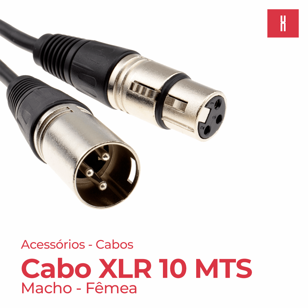 CABO XLR MACHO - XLR FEMEA 10 MTS