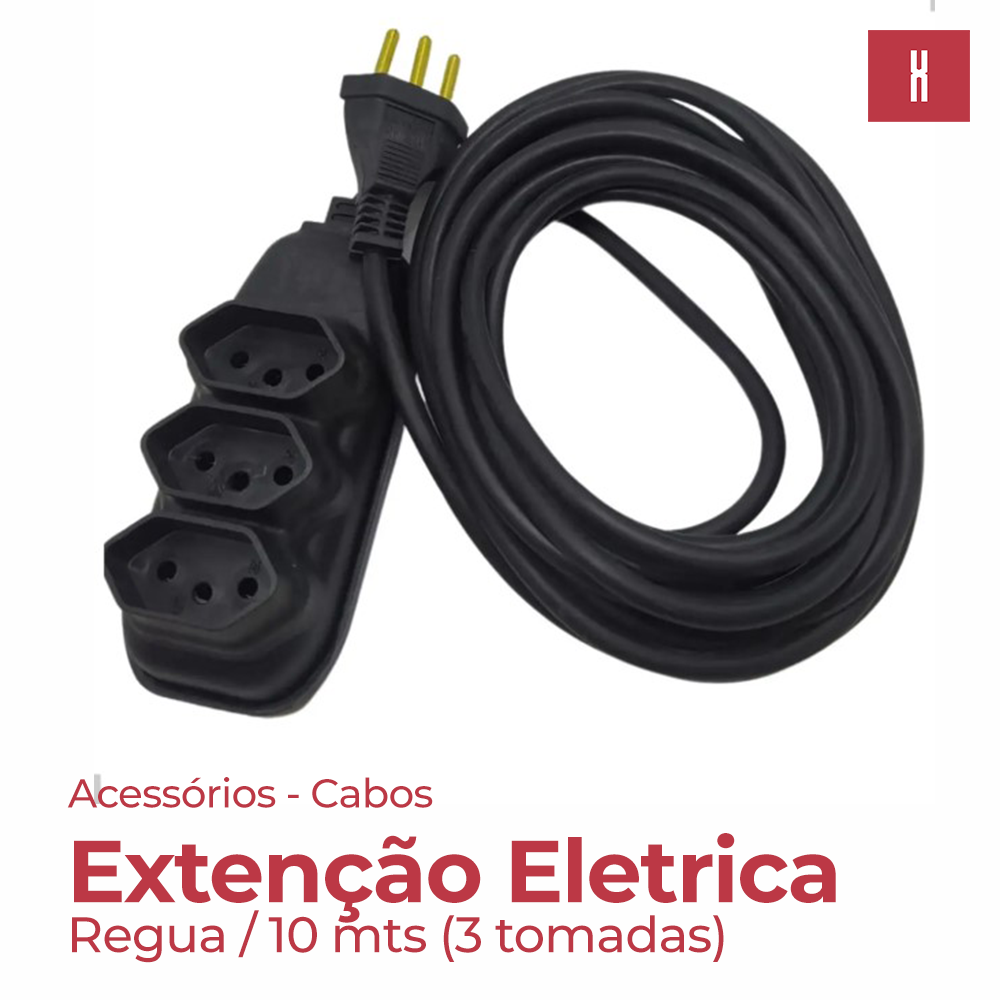 EXTENSÃO ELETRICA 10 MTS (3 TOMADAS)