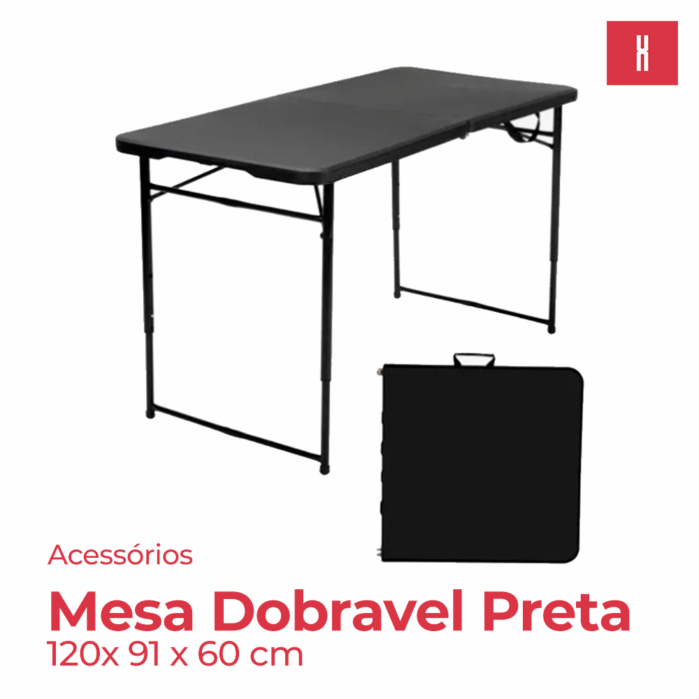 MESA DOBRAVEL PRETA 120X60X91CM