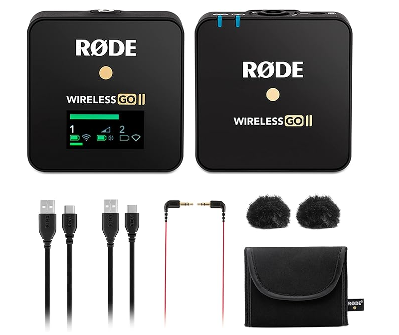 Sistema de microfone sem fio único Rode Wireless Go II, áudio sem fio ultracompacto para telefone, câmera DSLR