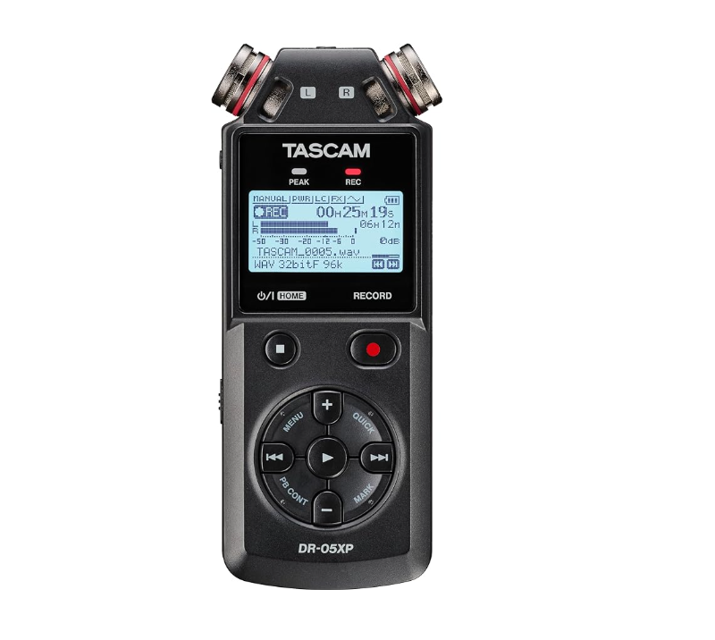 Gravador de Áudio Tascam DR-05X Portátil – Captura Profissional de Voz e Som Ambiente