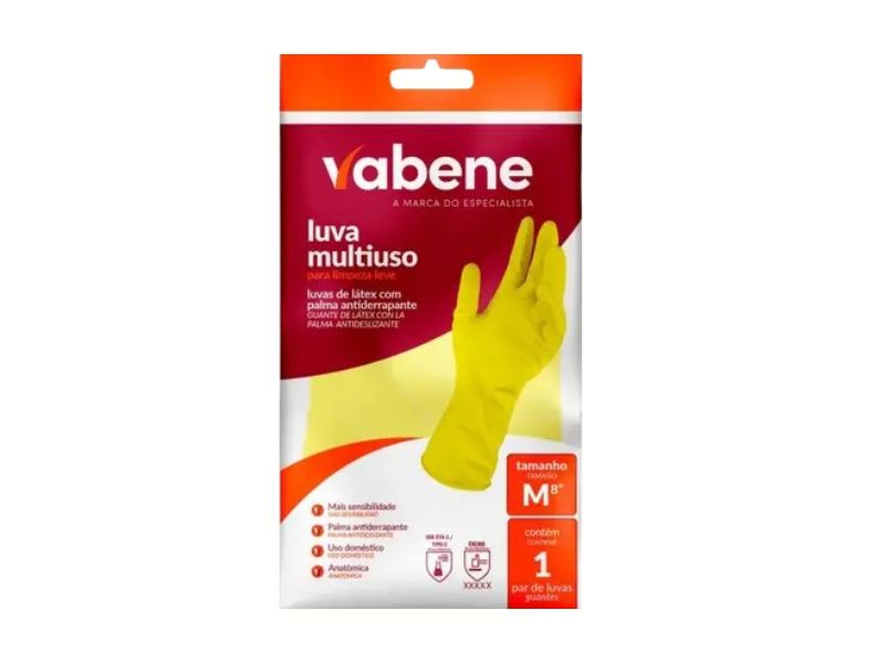 LUVA LATEX MULTIUSO LEVE (M) AMARELA - VABENE