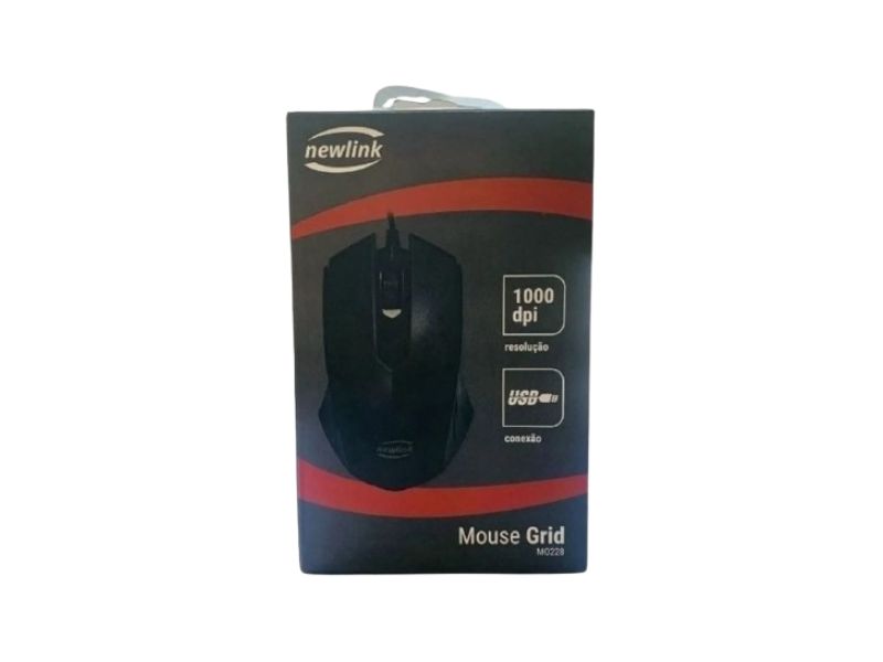 MOUSE COM FIO USB  GRID (MO-228) PRETO NEWLINK