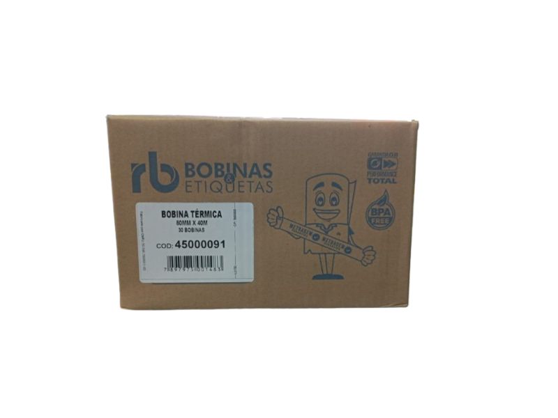 BOBINA TERM 80X40M 1 VIA BRANCA C/30UN RIO BRANCO MAXPRINT